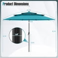 thumbnail image 3 of Gymax 10 FT Solar Patio Umbrella w/ 32 LED Lights 3-Tier Vented Top Tilt Adjustment Turquoise, 3 of 10