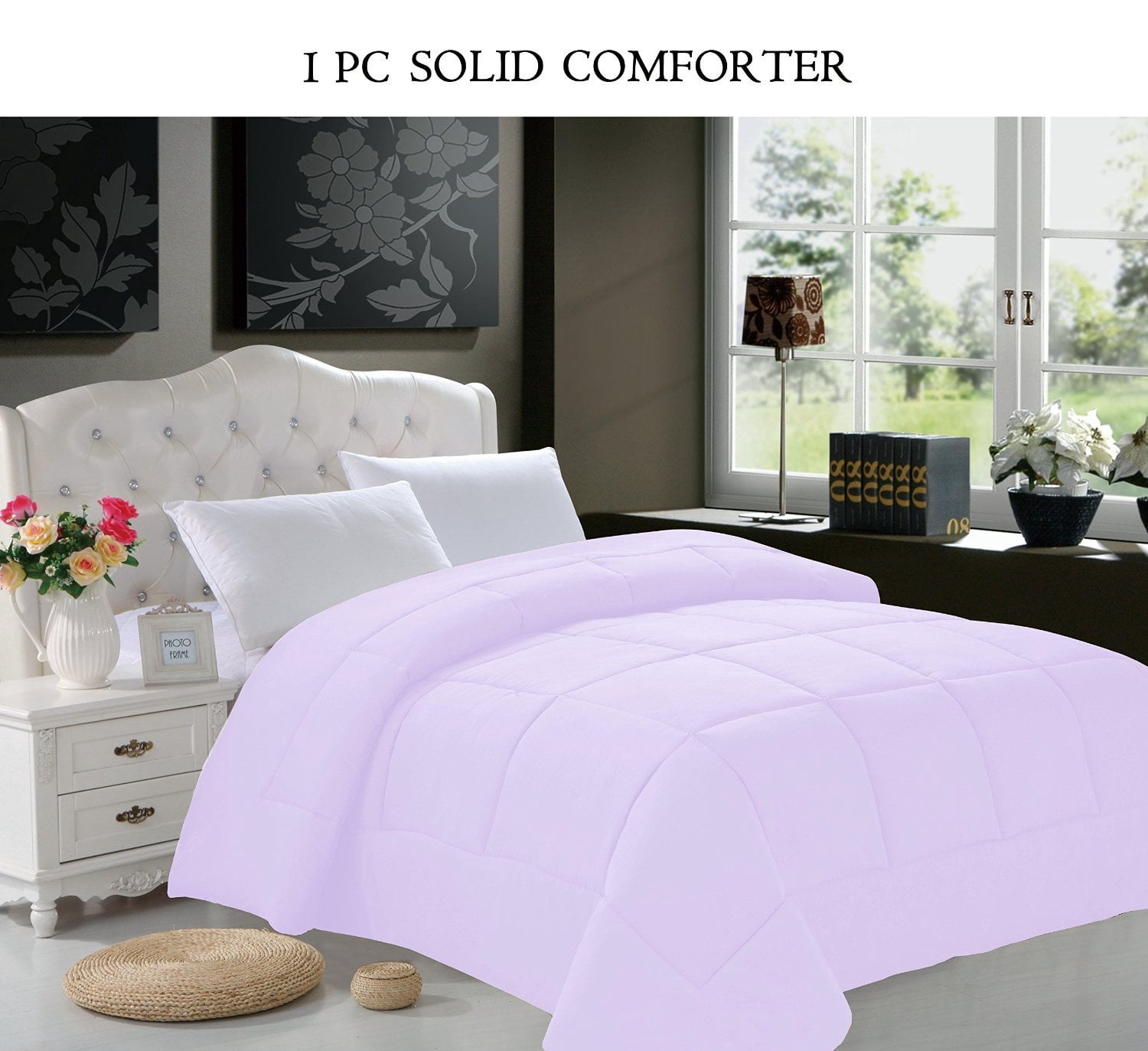 1pc SOLID Lilac Comforter Full/Queen Lilac