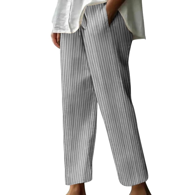 FNFYFH Clearance Plus Size Comfortable Ladies Linen Trousers Loose