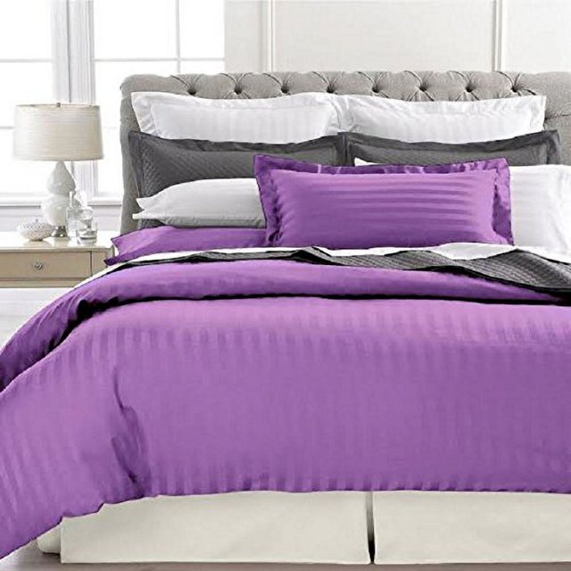 Ensemble de Couette Rayée Ultra Douce 1800 Series 3 Mcx (Grand Lit/Grand, Violet)