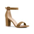 thumbnail image 1 of BLISSFUL STEP Women's Shoes Ankle Strap Block Heel Buckle Open Toe Sandals Brown 9, 1 of 8