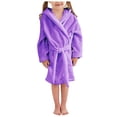 thumbnail image 3 of Splozh Bathrobe Kids Boys Girls Fashion Bathrobe Soft Robe Hooded Robe Cloth Cotton Bathrobe Purple,2-3 Years, 3 of 5