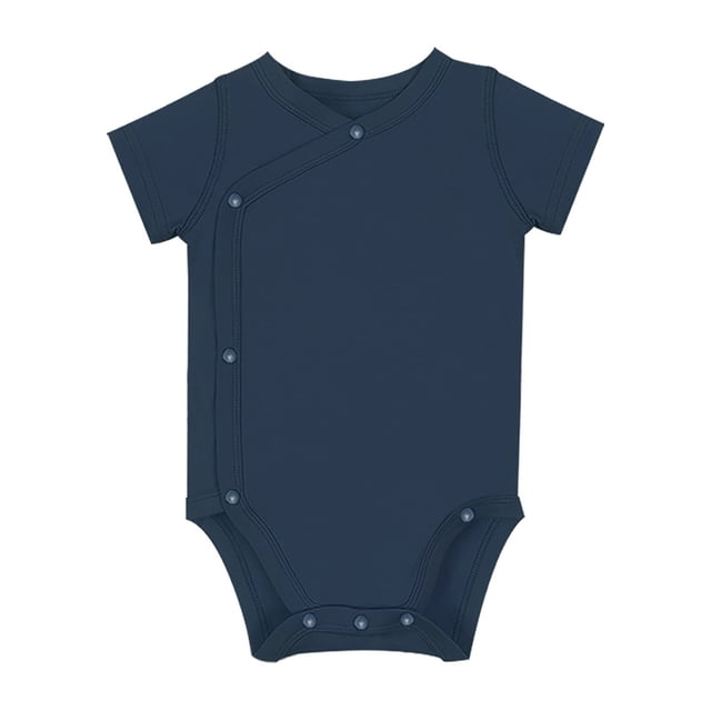 MIASHUI Baby Short Sleeve Side Snap Bodysuit Unisex Solid Color Soft Clothes,Blue,3-6 Months
