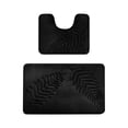 thumbnail image 2 of Fridja Summer Clearance Bathroom Rugs Sets 2 Piece Non Slip, Leaf Bath Mats for Bathroom Floor Set of 2, Ultra Soft and Quick Dry Bath Rugs, Machine Washable Rugs for Bathtub, Shower, Black, 2 of 5