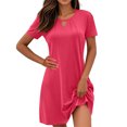 thumbnail image 1 of Ovzne Robes d'Été pour Femmes 2025 Robe de Plage Robe Décontractée d'Été pour Femmes Robe de Printemps à Manches Courtes avec Poches Robe de Plage Décontractée Robe de Printemps à Manches Courtes Imprimée en Liquidation, 1 of 5