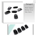 thumbnail image 4 of Black Press on False Nails Square Fake Nails Medium Glossy Acrylic Full Cover False Nails, 4 of 6