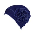 thumbnail image 4 of GUOOL For Ladies Solid Elastic Flower Hat Turban Chemo Cancer Hair Loss Cap Head Wrap navy, 4 of 9