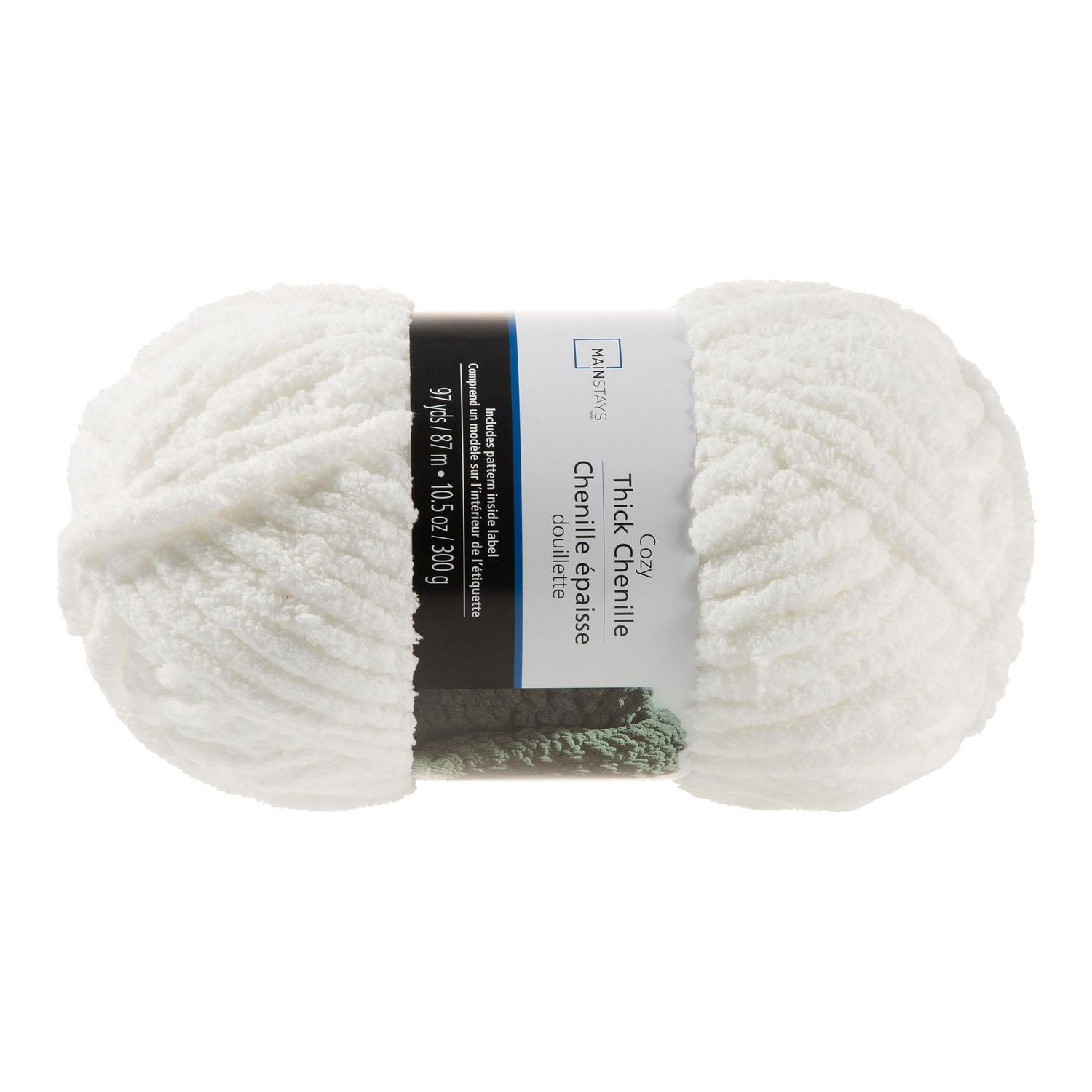 Mainstays thick chenille yarn white