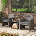 thumbnail image 4 of Gymax 3 Pieces Patio Furniture Set PE Rattan Chairs Set w/ Storage Coffee Table Gray, 4 of 10