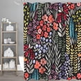 thumbnail image 3 of Dznils Rideau de Douche en Tissu Boho Coloré à Motif Floral, Motif Aquarelle avec Crochets, 72 Pouces x 72 Pouces, Noir, 3 of 11