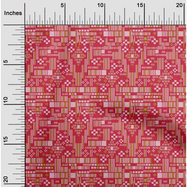 oneOone Polyester Lycra Fabric Stripe & Square Geometric  Printed Craft Fabric BTY 56 Inch Wide