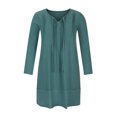 thumbnail image 4 of Pisexur Robe pour Femme Grande Taille Col en V Coton Décontractée Ample Droite Tunique Smock Robes d'Automne Robe de Vacances Manches 3/4 Poche, 4 of 8