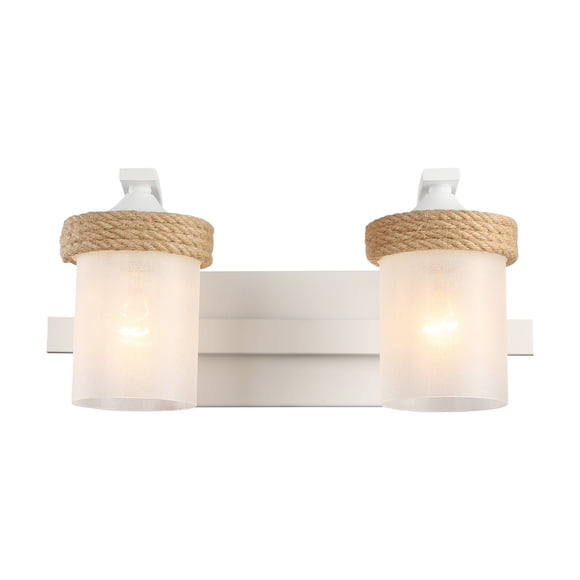 Chatham 2-Light Vanity Light in Natural White with Clear Sandblasted Glass