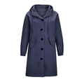 thumbnail image 4 of Women‘s Plus Size Solid Color Button Pocket Recreational Hooded Long Sleeve Windbreaker Coat Tops, 4 of 4