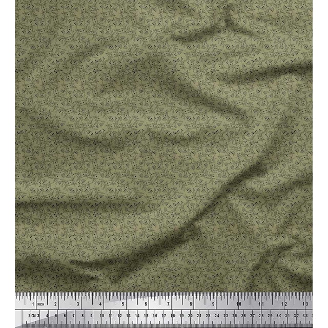 Soimoi Modal Satin Fabric Leaves & Berries Shirting Fabric Prints by Yard 42 Inch Wide