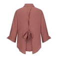 thumbnail image 5 of RKSTN Hauts pour Femmes Couleur Unie Coton et Lin Col Rabattu Chemises à Manches Longues Blouses Décontractées Printemps Été Polyvalentes Amples Grande Taille Hauts pour Femmes, 5 of 5