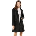 thumbnail image 1 of INSPIRE CHIC Women's Notched Lapel Single Breasted Long Sleeves Winter Overcoat Blacks XXX-Large, 1 of 7