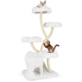 thumbnail image 1 of Gymax Freestanding Cat Tower Tall Cat Tree w/ four Flower-shaped Platforms Cat Condo White, 1 of 10