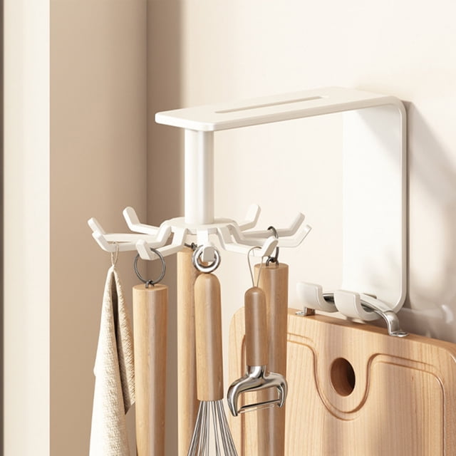 HOARBOEG Utensils Hanging Rack Kitchen Utensil Hooks 360 Rotating Wall Mounted Kitchen Wall Organizer For Brush Pots Gloves Spoons 10ML