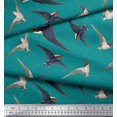 thumbnail image 2 of Soimoi Green Rayon Fabric Flying Woodpecker Bird Print Sewing Fabric Yard 56 Inch Wide, 2 of 3