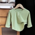 thumbnail image 2 of LOVZFMLL Hauts pour Petites Filles, Blouse de Pyjama Unie Décontractée de Tous les Jours à Boutons devant, Col Ras du Cou, Manches Longues, Vêtements d'Automne 5-6 Ans Vêtements pour Filles, 2 of 3