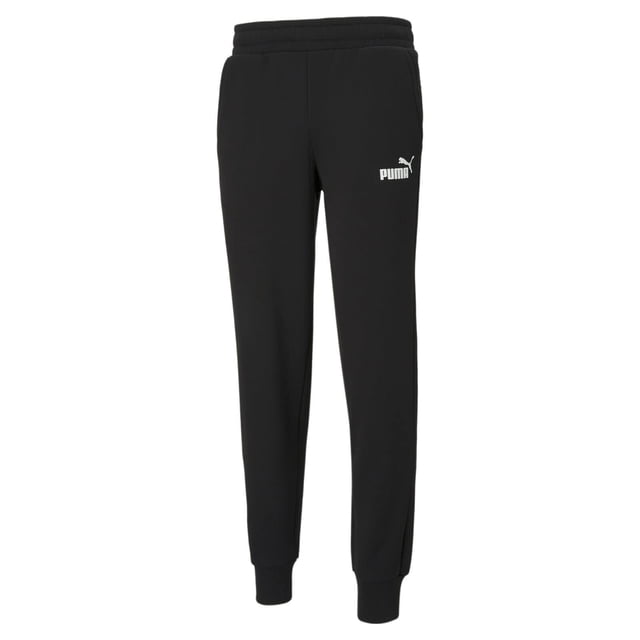 PUMA Men's Essentials+ Logo Fleece Sweatpants, Cotton Black/White, Medium
