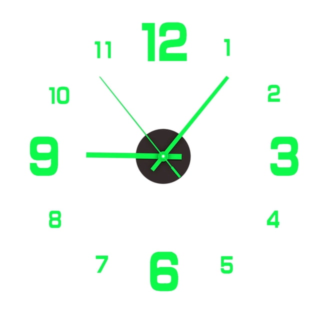 Large Wall Clocks Large Decorative Luminous Wall Clock Stickers, Diy Glowing Frameless Hanging Watches, Diy Sticker Wall Clocks for Kitchen, Bathroom, Home Decoration , Digital Luminous