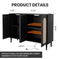 thumbnail image 1 of GloryStar Buffet Bahut, Armoire de Rangement d'Accent à 4 Portes en Rotin, Console de Café-Bar avec Prise de Courant, Tablettes Ajustables pour Salle à Manger, Cuisine, Couloir, Salon, 1 of 8