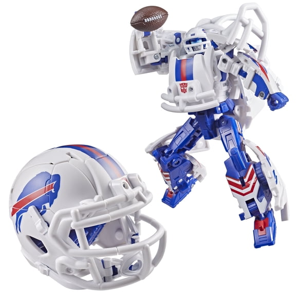 Transformers NFL Buffalo Bills Blizz-herd, figurine de 14 cm qui se convertit en casque, pièce de collection de football dès 8 ans