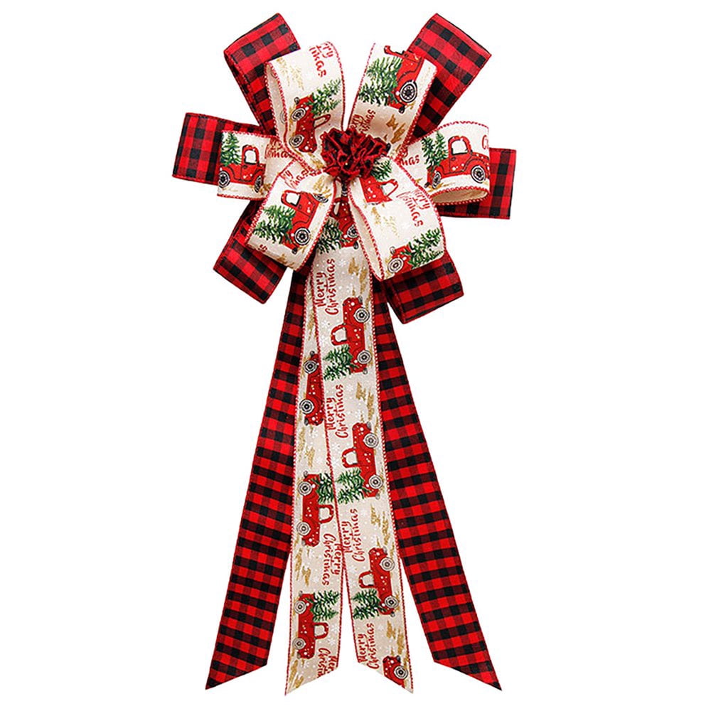 Bowknot Exquisite Workmanship Wide Application Polyester Long Red Black Buffalo Plaid Bow Pendant for Home