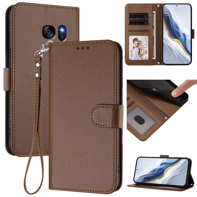 GANGXUN Wallet Case for Samsung Galaxy S7 – Magnetic Closure, RFID Blocking, Wrist Strap, Wireless Charging Compatible