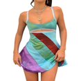 thumbnail image 2 of Women Suspender Mini Dress Contrast Color Hollow Backless A-Line Dress Chic Party Clubwear, 2 of 10