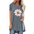 thumbnail image 1 of Pompotops Femmes Mode Casual Chemises Manches Courtes Tee Tops Tunique Blouse, 1 of 4