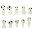 thumbnail image 1 of 10Pc Mini Figures Princess Mononoke Forest Spirit Kodama Glow In Dark Statue, 1 of 6