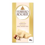 FERRERO ROCHER Barre de chocolat premium, chocolat blanc avec noisettes, 90g