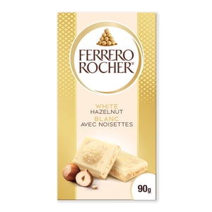 FERRERO ROCHER Premium Chocolate Bar, White Chocolate with Hazelnut, 90g