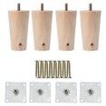 thumbnail image 1 of Unique Bargains Pieds de Meubles Ronds en Bois Massif 4 Pieds Ensemble de Remplacement pour Table Bureau, 1 of 7