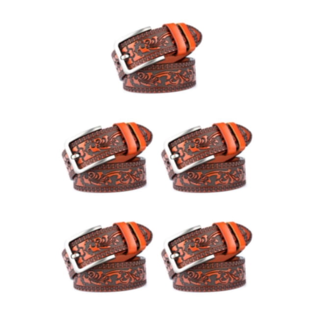 relayinert Classy And Durable PU Belt For Men Wear-resistant And Fine Workmanship Coffee Orange 125cm 5Set