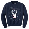thumbnail image 1 of I Like Big Racks Funny Unisex Hunting Ugly Christmas Crew Neck Sweatshirt (Navy) - L, 1 of 3