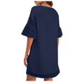 thumbnail image 3 of EGNMCR Robes de Fête pour Femmes Été Robe Unie à Col en V en Mousseline à Pois à Manches Courtes à Col en V pour Femmes, 3 of 5
