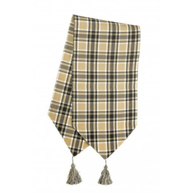 13 x 72 in. Ribbed Table Runner with Tassels, Black Haze