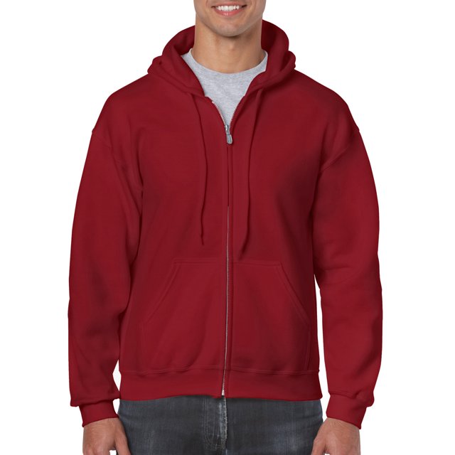 Gildan Mens Heavy Blend Full Zip Hooded Sweatshirt, 2XL, Cardinal Red
