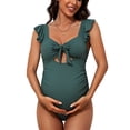 thumbnail image 1 of Retro One Piece Swimsuit for Maternity Cut Out Pregnancy Swimwear Modest Bath Suit, 1 of 7