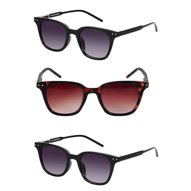 "The Modish" Womens Fashion Reading Sunglasses – Full Lens Reader, UV Protection, Stylish & Comfortable (3 Pack) - Jet/Tortoise - 2.25