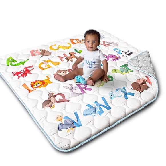 Beavtaens Baby Play Mat for Floor, Fits 50x50 Playpen, Foldable Crawling Mat, Non-Slip, Soft for Infants, 0-4 Years