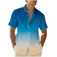 thumbnail image 1 of Chemises pour Hommes, Mode Décontractée Col Rabattu Imprimé Dégradé Manches Courtes Chemise Boutonnée Hauts Blouse, 1 of 4