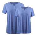 thumbnail image 5 of Plebaso 2 Pack Hauts Grande Taille pour Femmes Col en V Manches Courtes Tee Tops Blouses Décontractées Confortables pour Femmes, 5 of 5