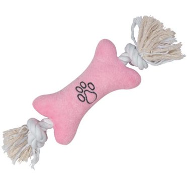 MPP Minuscules Tractionurs Petits Jouets pour Chiot Chien Peluche Couinement Os Corde Empreinte de Patte Choix de 7 Pouces Couleur (Rose)