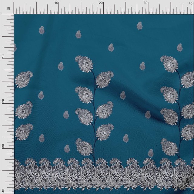 Soimoi Silk Fabric Paisley Panel Printed Fabric 1 Yard 42 Inch Wide