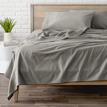 Bare Home Flannel Sheet Set 100% Cotton, Velvety Soft Heavyweight - Double Brushed Flannel - Deep Pocket (Queen, Taupe)
